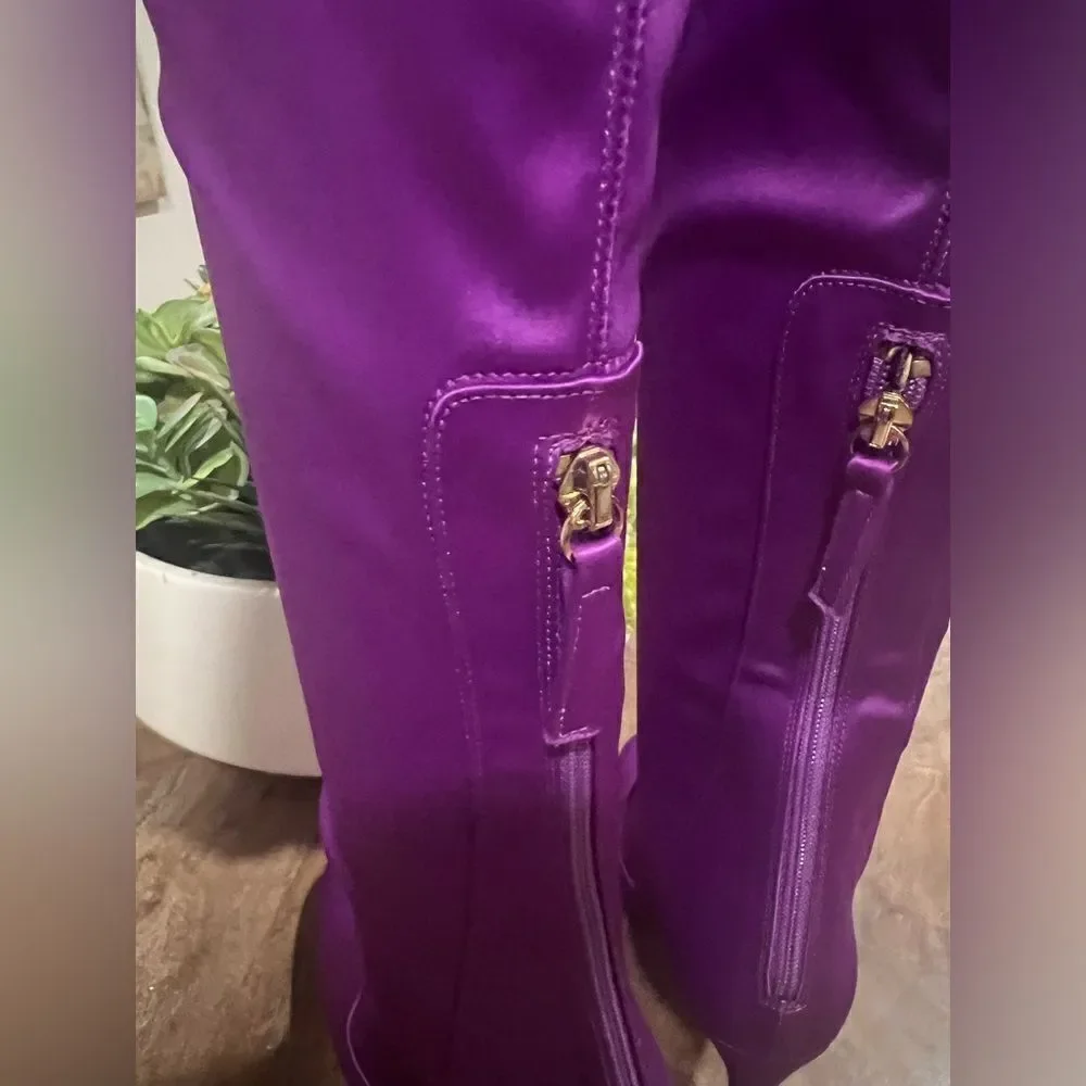 Aquazurra Satin over the knee boots size 38 (US size 7.5) NWT
